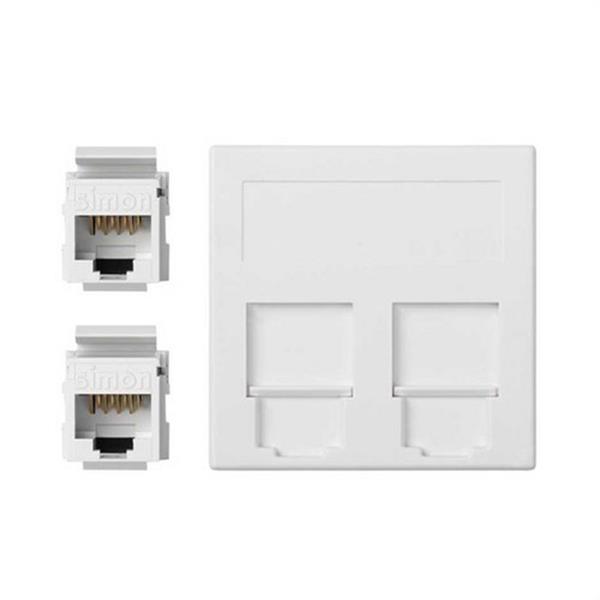 SIMON 50002089-030 Placa V&D plana CG SIMON 500 CIMA con 2 conectores 6UTP blanco