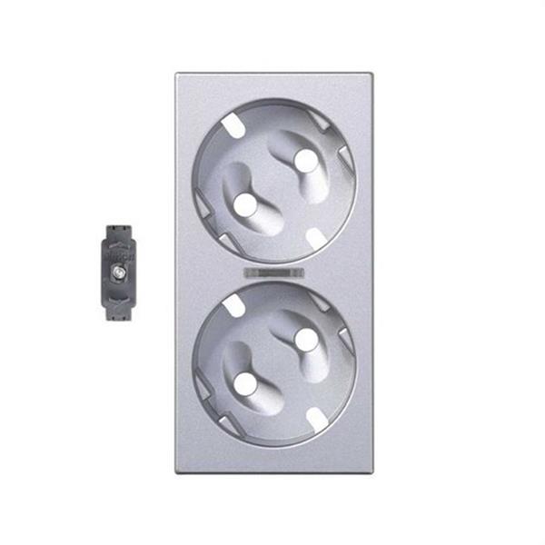 SIMON 50011041-033 Tapa SIMON 500 CIMA doble schuko con visor LED aluminio