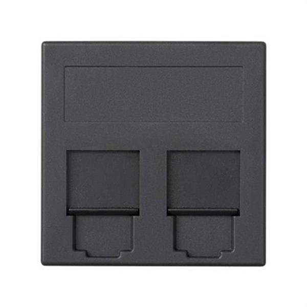 SIMON 50013089-038 Placa V&D plana CG SIMON 500 CIMA con 2 conectores BELDENCDT grafito
