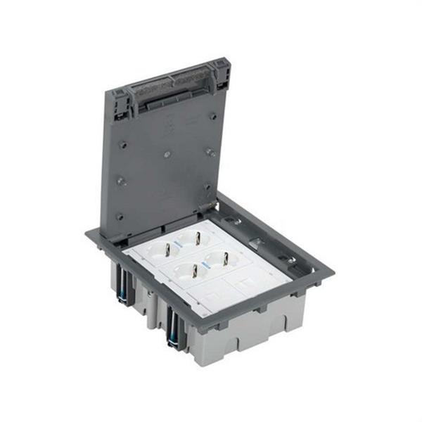 SIMON 52006301-030 Kit caja de suelo SIMON 500 CIMA con 3 módulos+2 bases doble schuko embornado corte rápido 