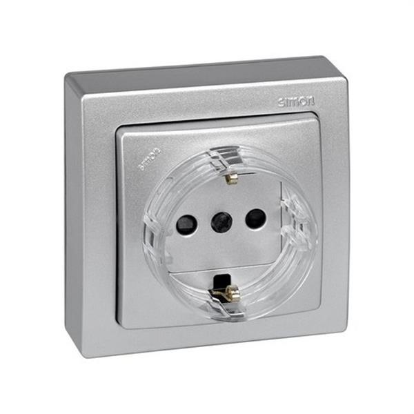 SIMON 73432-53 Base enchufe SIMON 73 LOFT bipolar TT lateral aluminio