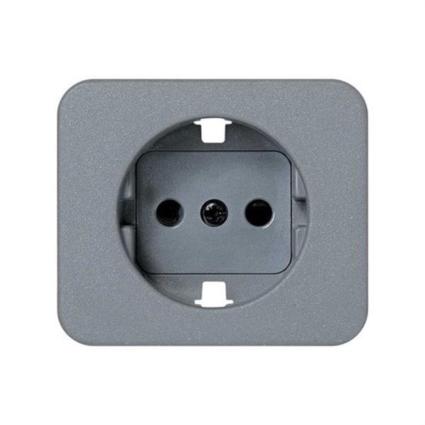 SIMON 75041-65 Tapa enchufe SIMON 75 2P+TT lateral schuko+seguridad gris
