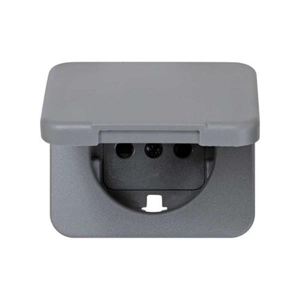 SIMON 75090-65 Tapa articulada SIMON 75 para base enchufe 2P+TT lateral gris