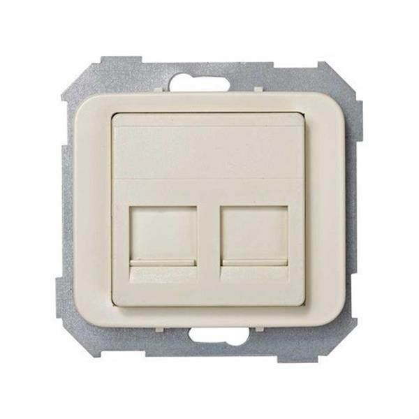 SIMON 75589-61 Tapa informática universal SIMON 75 con 2 conectores marfil