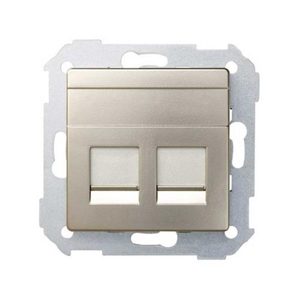 SIMON 82006-34 Tapa informática universal SIMON 82 con 2 conectores RJ45 cava mate