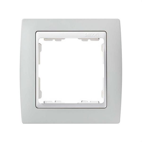 SIMON 82611-33 Marco SIMON 82 con 1 elemento gris zócalo blanco aluminio