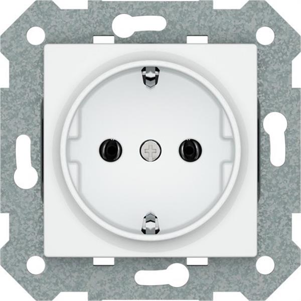 BJC 23526-1X Base Schuko 2P+T emborne sin tornillo con protección infantil con garras en blanco