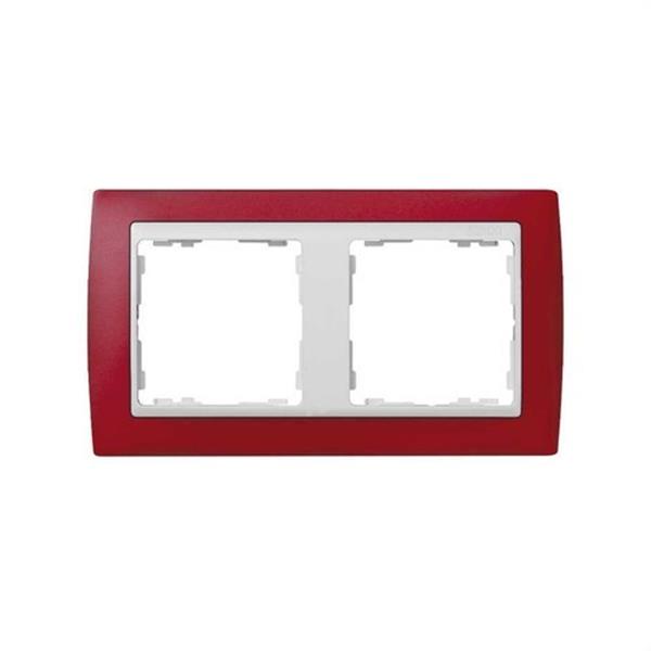 SIMON 82623-37 Marco SIMON 82 con 2 elementos rojo traslucido/zócalo blanco