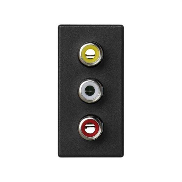 SIMON K105B/14 Placa SIMON K45 1/2 mecanismo con 3 conectores RCA audio gris grafito