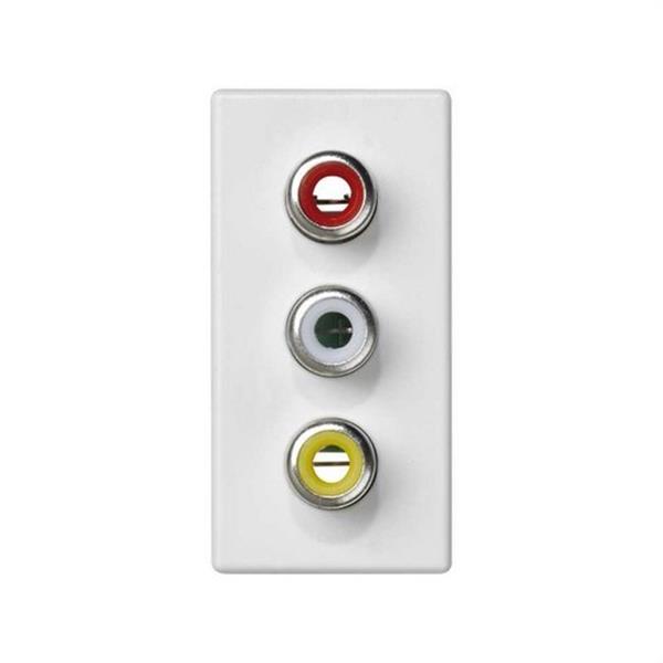 SIMON K105B/9 Placa SIMON K45 1/2 mecanismo con 3 conectores RCA audio blanco nieve
