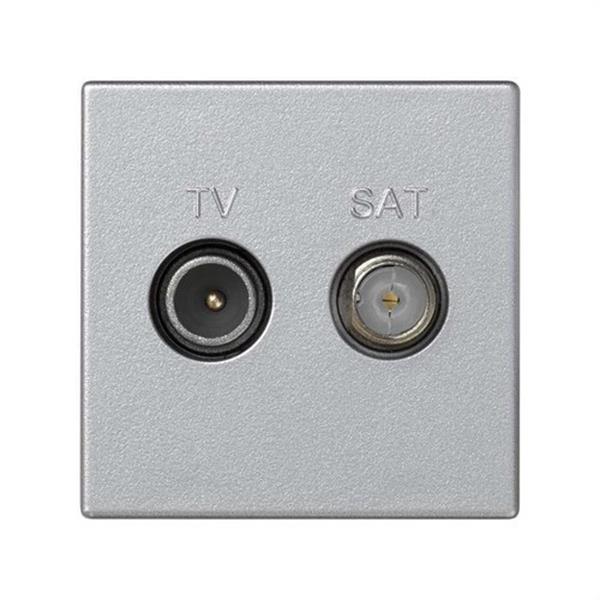 SIMON K130A/8 Placa SIMON K45 con toma TV M+SAT H CEI aluminio pintado