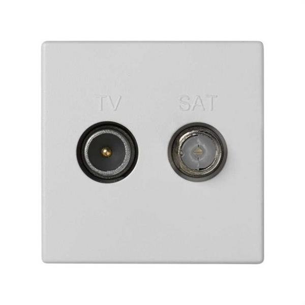 SIMON K130A/9 Placa SIMON K45 con toma TV M+SAT H CEI blanco nieve