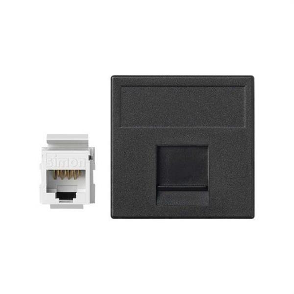 SIMON K95U/14 Placa SIMON K45 V&D plana con guardapolvo para 1 conector CAT5E UTP gris grafito