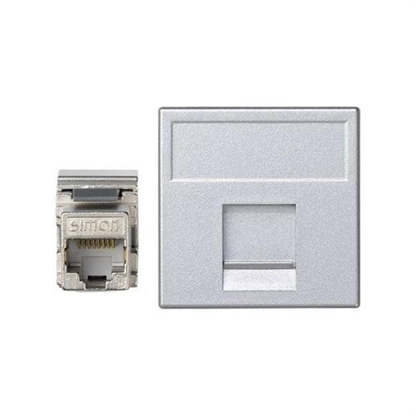 SIMON K96F/8 Placa V-D K45 plana con 1 conector RJ45 categoria 6 FTP aluminio