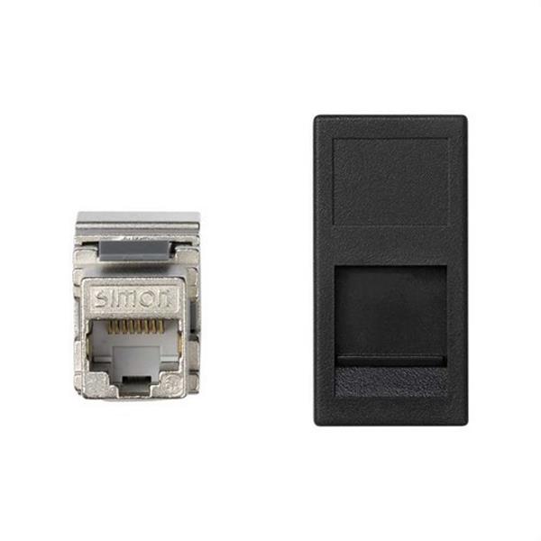 SIMON KA96F/14 Placa SIMON K45 1/2 mecanismo V&D plana con guardapolvo para 1 conector CAT6 FTP grafito