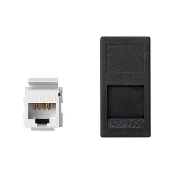 SIMON KA96U/14 Placa SIMON K45 1/2 mecanismo V&D plana con guardapolvo para 1 conector CAT6 UTP grafito