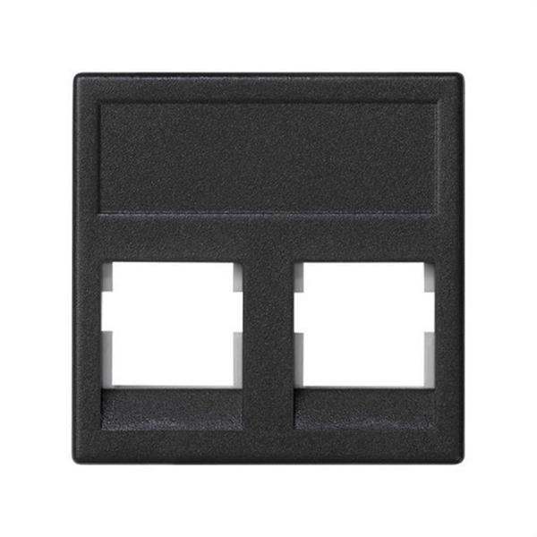 SIMON KB076/14 Placa SIMON K45 V&D plana sin guardapolvo para 2 conectores AMP/BRAND REX/SYSTIMAX (AVAYA)/