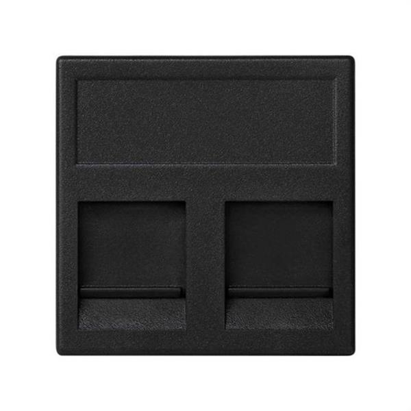 SIMON KB76/14 Placa SIMON K45 V&D plana con guardapolvo para 2 conectores AMP/BRAND REX/SYSTIMAX (AVAYA)/