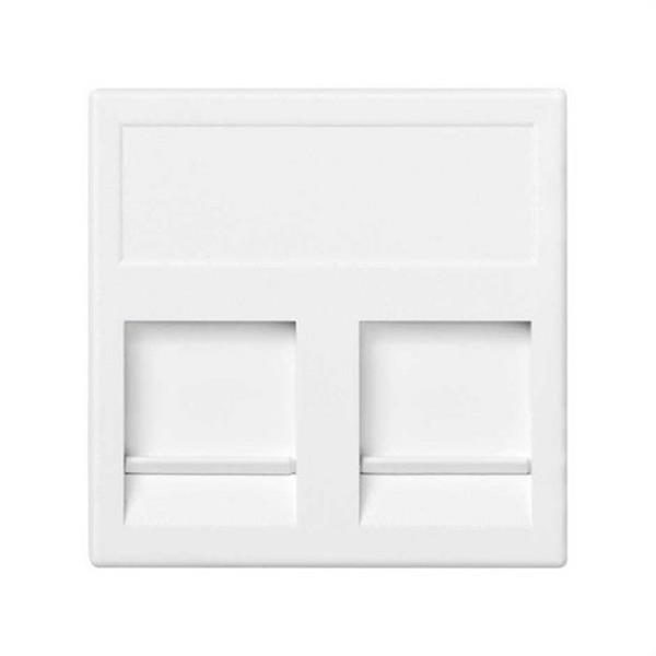 SIMON KB76/9 Placa SIMON K45 V&D plana con guardapolvo para 2 conectores AMP/BRAND REX/SYSTIMAX (AVAYA)/