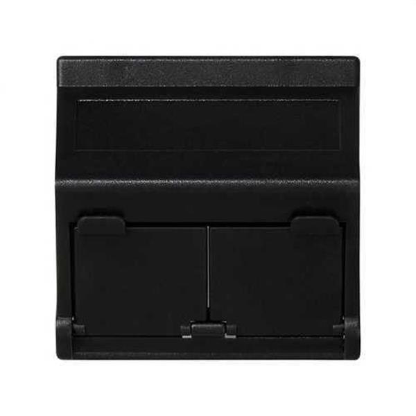 SIMON KB80/14 Placa SIMON K45 V&D inclinada con guardapolvo para 2 módulos MD gris grafito