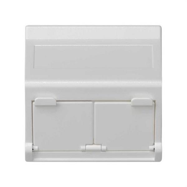 SIMON KB80/9 Placa SIMON K45 V&D inclinada con guardapolvo para 2 módulos MD blanco nieve