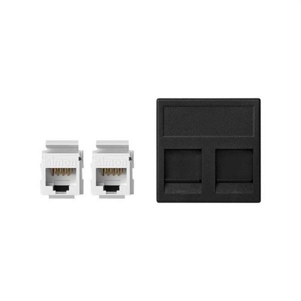 SIMON KB96U/14 Placa SIMON K45 V&D plana con guardapolvo para 2 conectores CAT6 UTP gris grafito