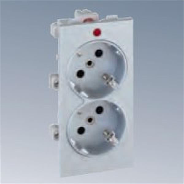 SIMON S1/14 Base enchufe SIMON CIMA doble schuko con embornamiento a tornillo y obturador de protección