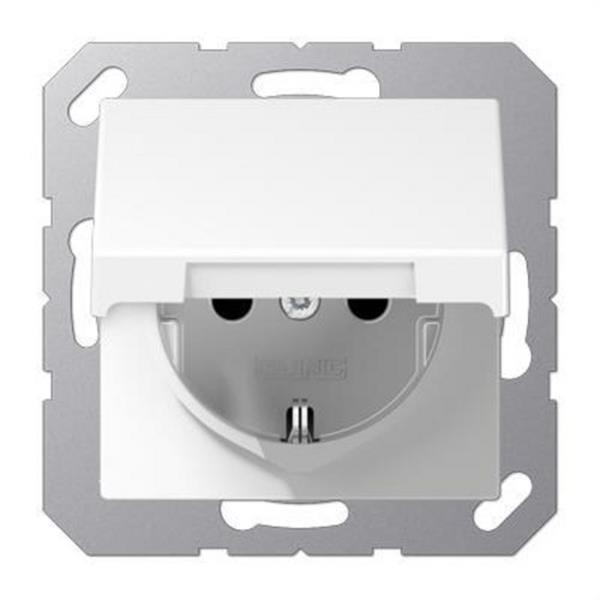 JUNG A1520KIKLWW Base enchufe protección niños con tapa blanco