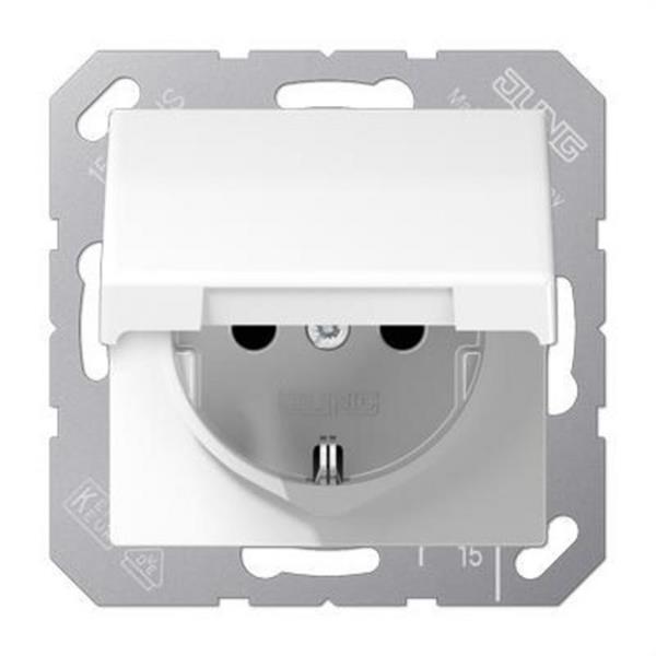 JUNG AS1520KIKLWW Base enchufe Schuko® con tapa abatible blanco alpino
