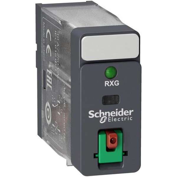 SCHNEIDER ELECTRIC RXG12B7 Relé 1 C/O 10A + botón test + LED 24V AC