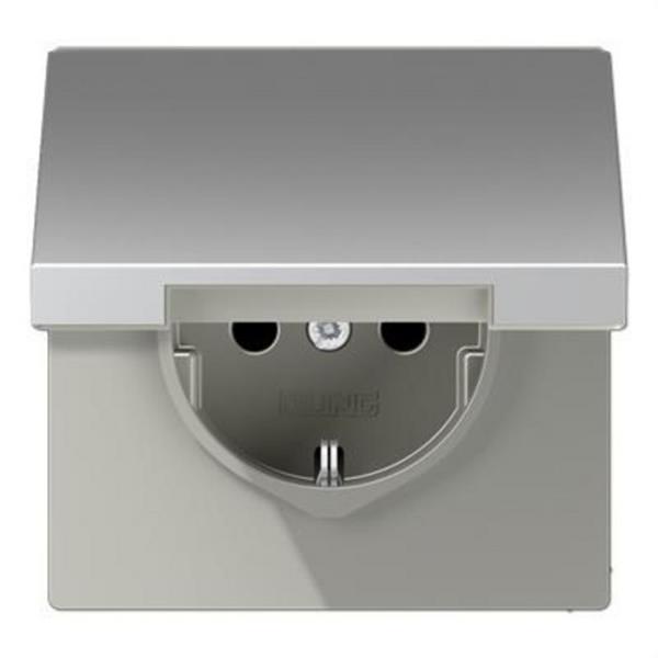 JUNG AL1521KIKL Base enchufe con tapa protección niños aluminio