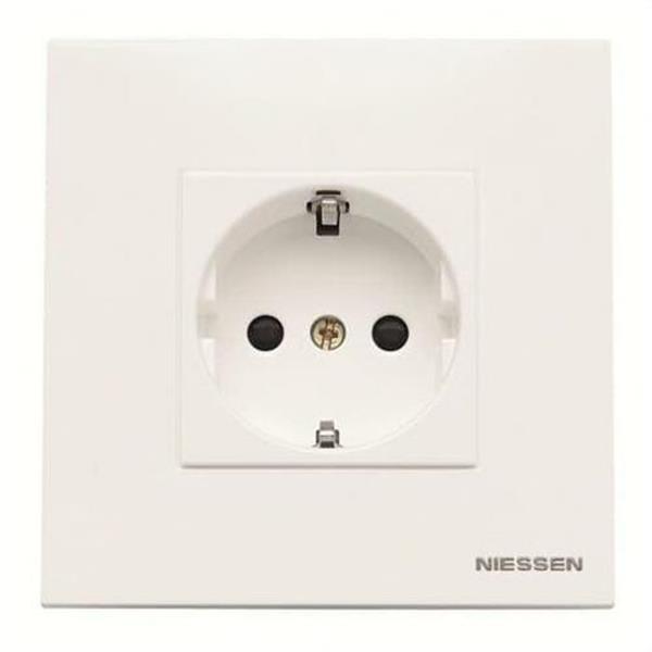 NIESSEN N2288.2 BL Base de enchufe 2P+T lateral Schuko completa Zenit blanco