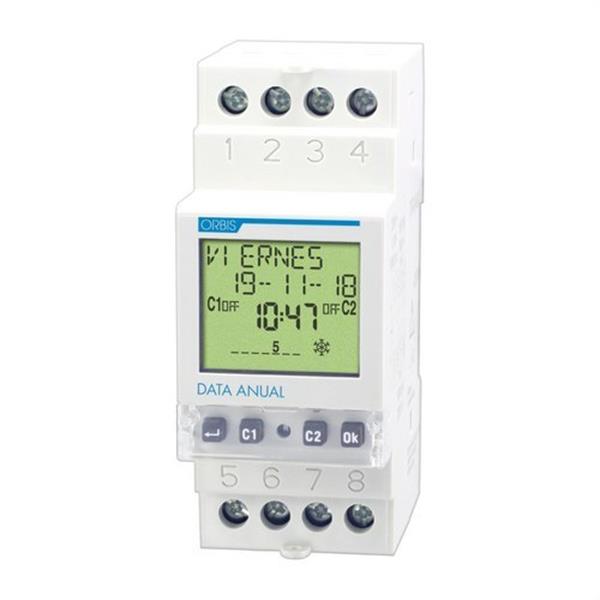 ORBIS OB176100 Interruptor horario digital DATA ANUAL 2 circuitos