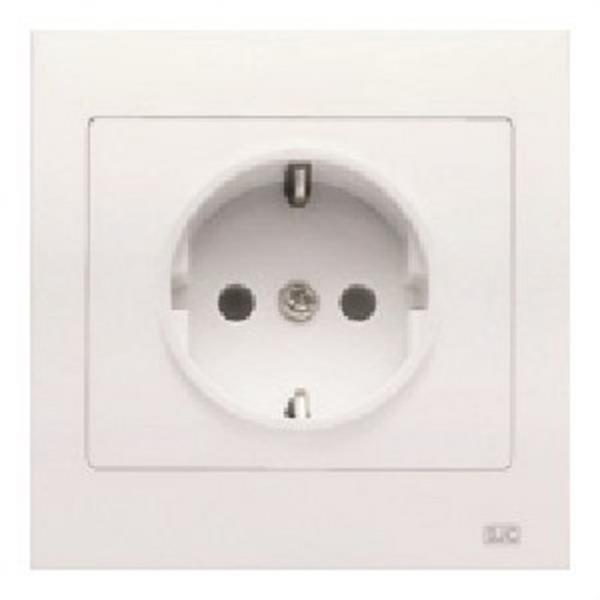 BJC 18024 Base enchufe 2P+TT lateral en blanco con dispositivo de seguridad y marco Iris (monoblock) 
