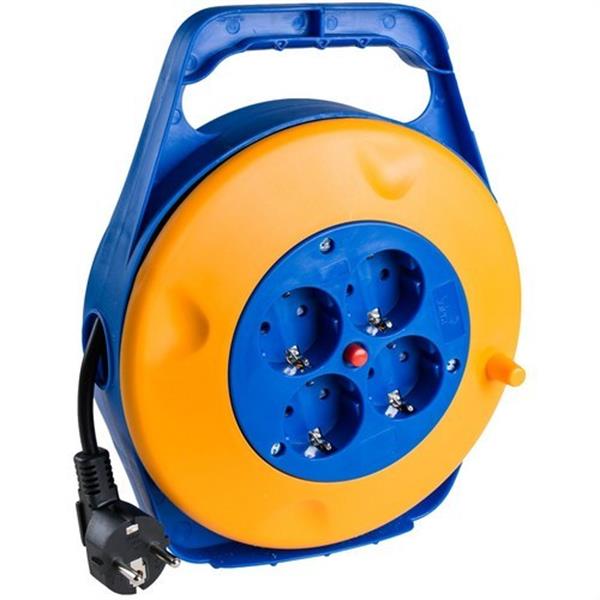SOLERA 7412/1 Enrollacables 4 tomas bipolar H05VV-F 3G1mm² 10m