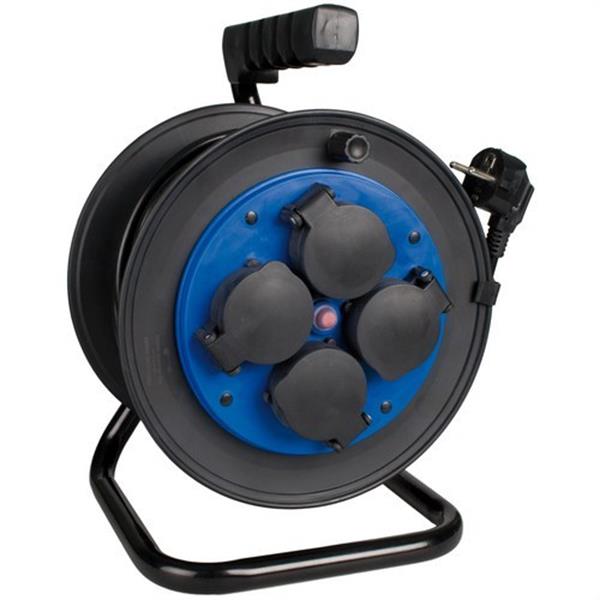 SOLERA 7425/1T Enrollacable con 4 bases con tapa 2P+T, 16A 230V, 25 m de cable H05VV-F 3G1,5 mm²