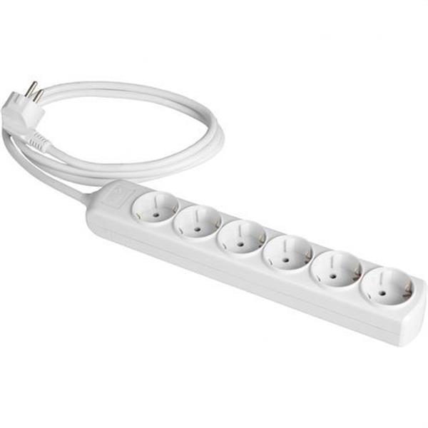 SOLERA 8016 Prolongador 6 tomas bipolar 16A 250V blanco con obturador