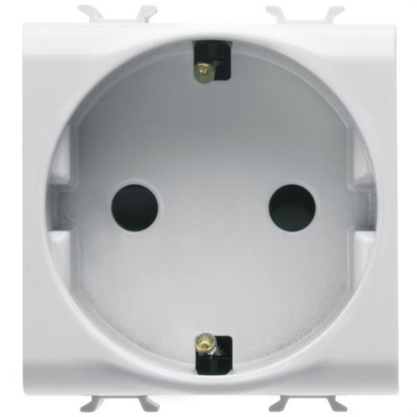 GEWISS GW10341 Base 2 módulos 2P+T 16A 250V AC con borne de apriete frontal norma alemana blanco