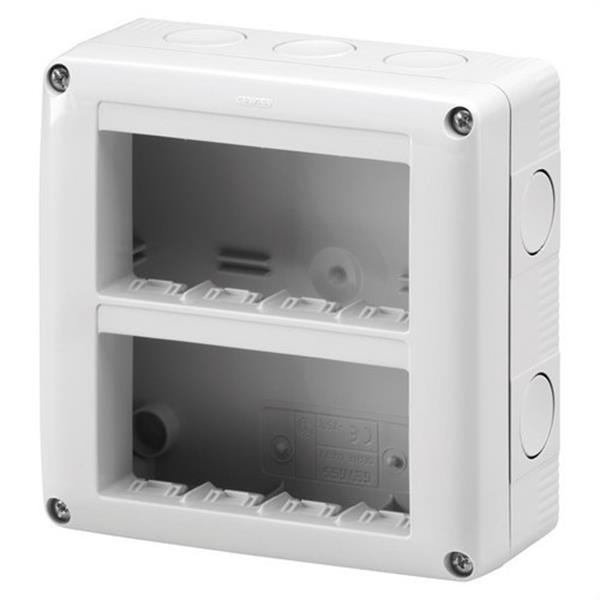 GEWISS GW27023 Contenedor protegido con 4x4 módulos gris RAL 7035 apto para aparatos IP40