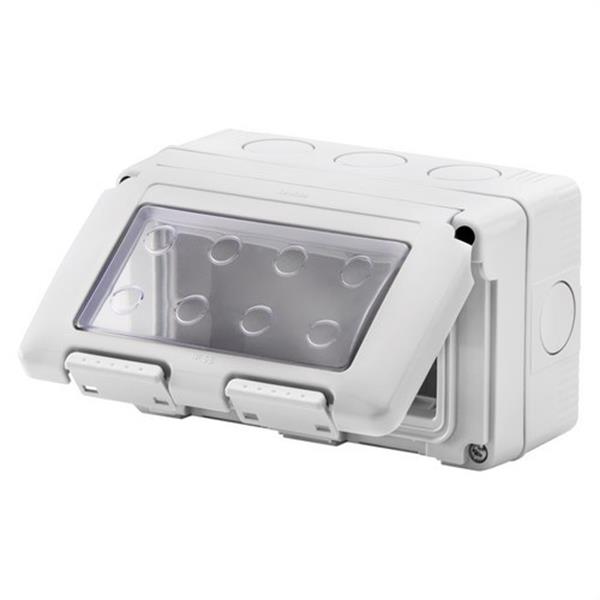 GEWISS GW27044 Contenedor estanco 4 módulos en gris RAL 7035 para aparatos IP55