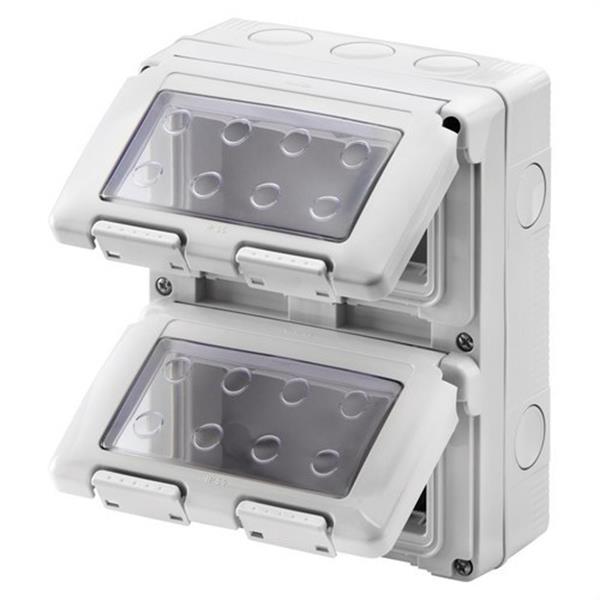 GEWISS GW27051 Contenedor estanco con 4x2 módulos verticales en gris RAL 7035 para aparatos IP55
