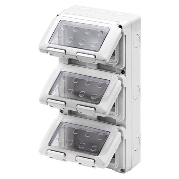 GEWISS GW27052 Contenedor estanco con 4x3 módulos verticales en gris RAL 7035 para aparatos IP55
