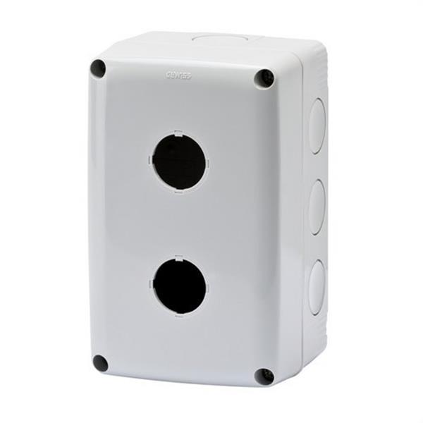 GEWISS GW27102 Contenedor para pulsadores mando señalizadores 2 módulos diámetro de 22mm tapa gris RAL7035