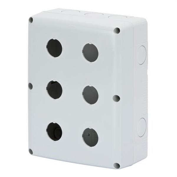 GEWISS GW27104 Contenedor para pulsadores mando señalizadores 6 módulos diámetro de 22mm tapa gris RAL7035