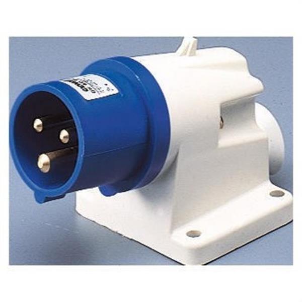 GEWISS GW60404 Clavija fija de pared 90° conexionado de tornillo 2P+T 16A 200-250V 50-60Hz 6h azul IP44
