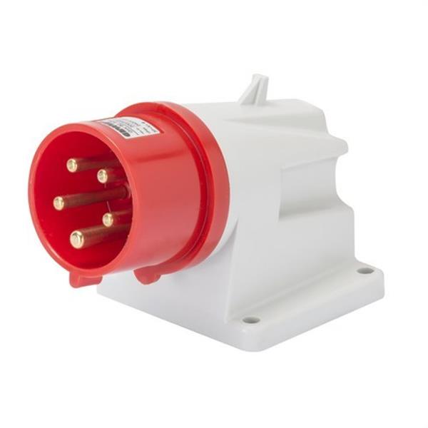 GEWISS GW60408 Clavija fija de pared 90° conexionado de tornillo 3P+T 16A 380-415V 50-60Hz 6h rojo IP44