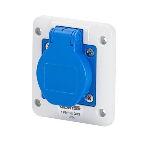 GEWISS GW62392 Base fija de empotrar a 10° 2P+T 16A 200-250V 50-60Hz conexionado de tornillo 85x75mm azul