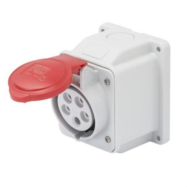 GEWISS GW62409 Base fija de pared a 10° IP44 3P+N+T 16A 380-415V 50-60Hz 6h conexionado de tornillo rojo