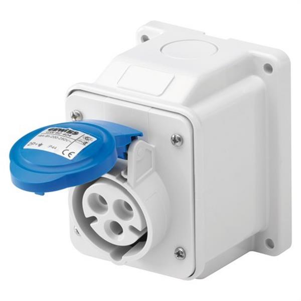 GEWISS GW62415 Base fija de pared a 10° IP44 2P+T 32A 200-250V 50/60Hz 6h conexionado de tornillo azul