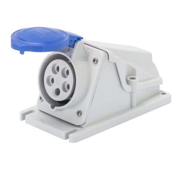 GEWISS GW62477 Base fija de pared a 90° conexionado de tornillo 2P+T 16A 200-250V 50-60Hz 9h azul IP44